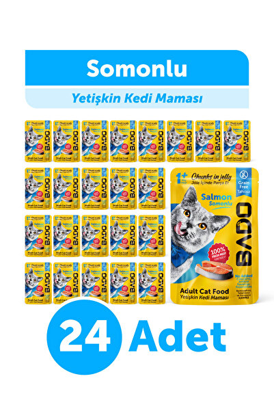 Bado Yetişkin Yaş Kedi Maması Somonlu 85Gr 24'lü