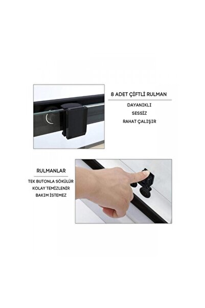 Durul Duşakabin 80x90 Dikdörtgen Siyah Çizgi Ortası Buzlu 5mm Temperli Cam H 190