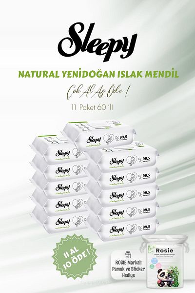 Sleepy Natural Newborn Wet Baby Towels 60's Buy 11 Pay 10 and Rosie Baby Cotton