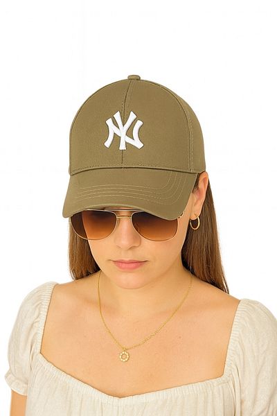 ZERAMİNE Khaki Unisex Baseball Ny Embroidered Hat Velcro