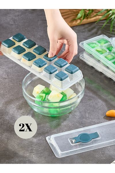 Mapple Home Set of 2 Silicone Base Covered Ice Boxes – Easy to Remove & Hygienic Storage
