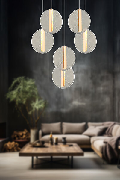 Capella Aydınlatma Karen Kumandalı 3 Renk Işık Özellikli Dimmerli Modern Kaplama Sarkıt Led Avize Salon Mutfak Avize