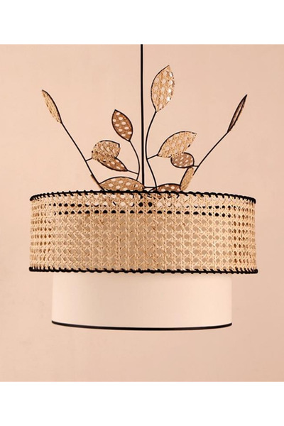 Reyo Yaprak Doğal Bambu Hazeran Avize 50x30x55 Cm