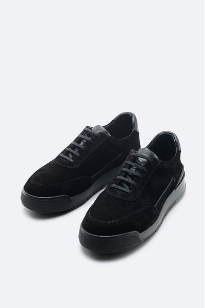 Avva Men's Black Suede Lace-Up Casual Shoes A42Y8009