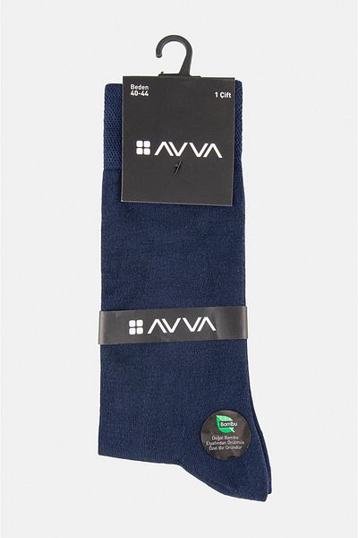 Avva Ανδρικές κάλτσες μπαμπού Navy Blue σκέτες E008501
