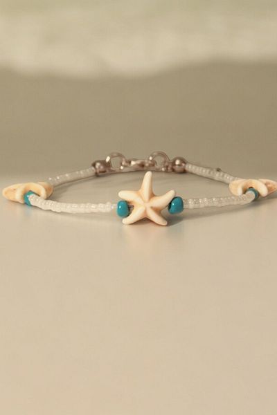 etniko Starfish Patterned Women's Anklets