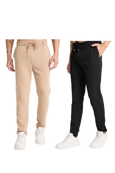 KAPHONE Men's Trousers - Jogger Style with Elastic Waist and Folded Legs