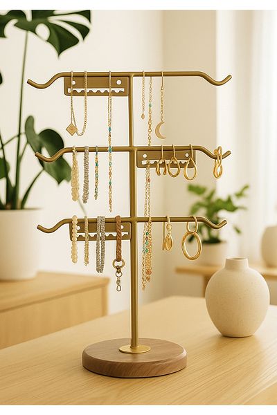 HOMİNG Homing Jewelry Organizer Ring Necklace Earring Bracelet Watch Stand Organizer Metal