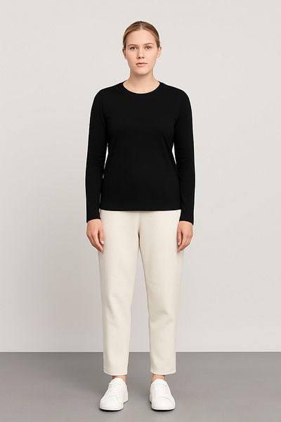 Cottonland Tricou KORINA pentru femei, cu mânecă lungă, din lycra galbenă, din bumbac pieptănat