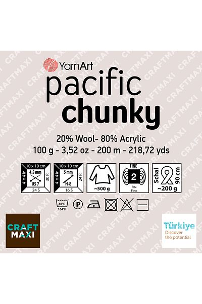 Yarnart Pacific Chunky - Μαρμάρινο Χέρι Πλεκτό Νήμα Ebruli-311
