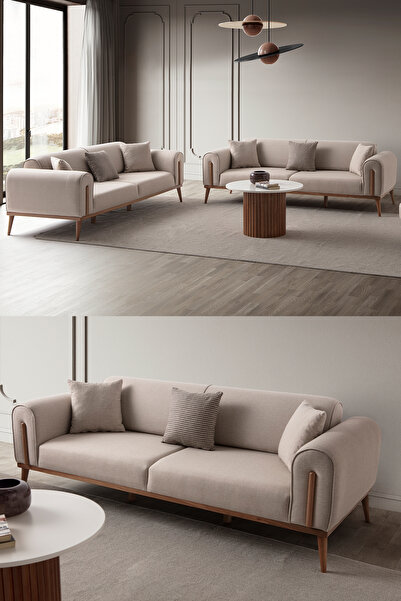 EDSY HOME Riva 3+3 Koltuk Takımı Sütlü Kahve