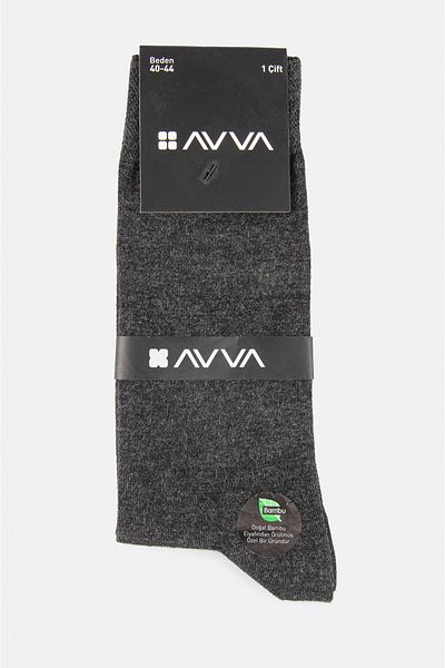 Avva Ανδρικές κάλτσες από μπαμπού απλές Anthracite E008501