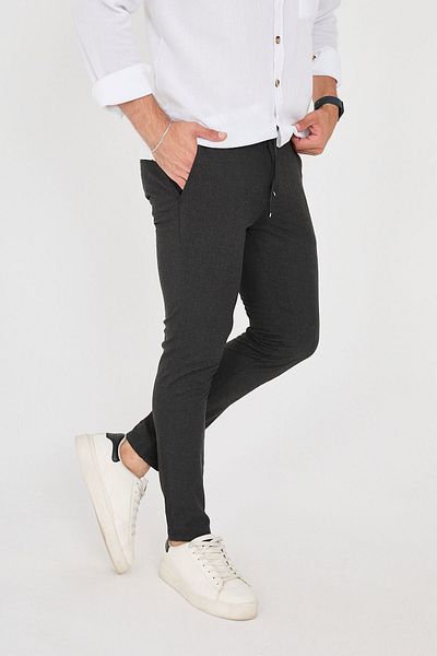 BROCARD Ανδρικό Jogger - Slimfit Waist Half Elastic Anthracite υφασμάτινο παντελόνι