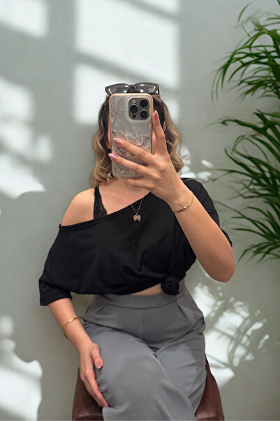 Tarz Cool Women's Off Shoulder Boat Neck Oversize T-Shirt