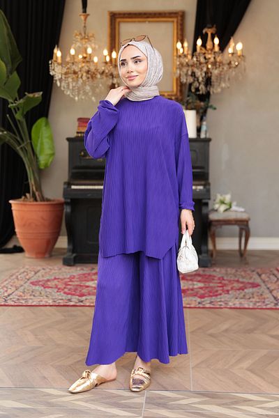 LOCCO Costum de damă din pânză pufoasă violet