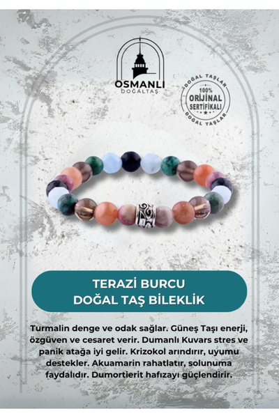OSMANLI DOĞAL TAŞ Sertifikalı Terazi Burcu Doğal Taş Bileklik B083