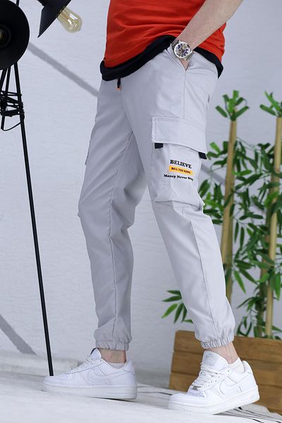 WAFRA Men's Jogger Cargo Pocket Parachute Pants (Slim Cut)