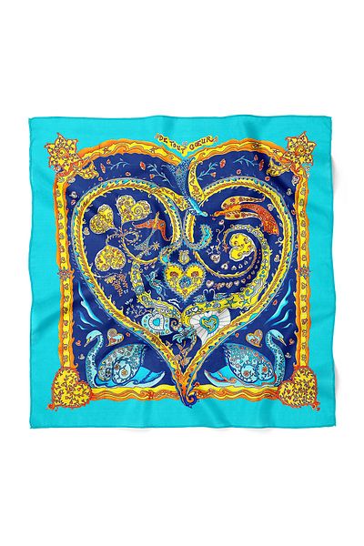 nehir eşarp Heart and Swan Pattern Scarf Bandana 50X50 cm
