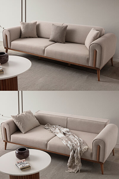 EDSY HOME Riva 3'lü Koltuk Sütlü Kahve