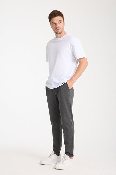 KAPHONE Men's Trousers - Elastic Waist, Lycra Leg, Folded Jogger Style, Zippered Buttons
