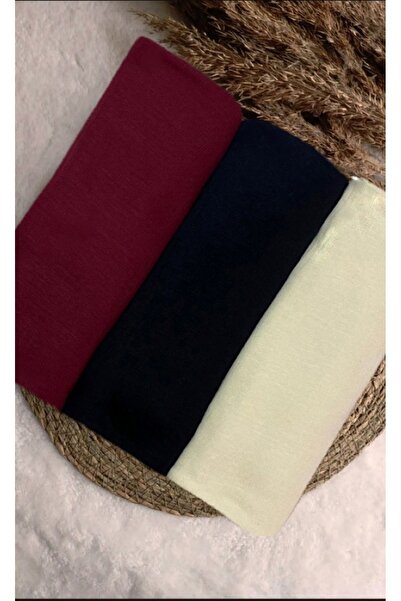 Stella Eşarp Set de trei șaluri din bumbac pieptănat, burgundă, ecru, negru