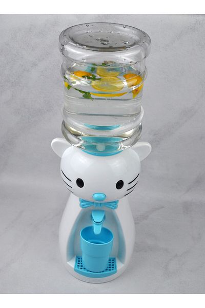 Funtik Leakproof Water Dispenser for Children with Cat Figure 1.9 Liter Large Size Cup 50 cm Montessori Mb