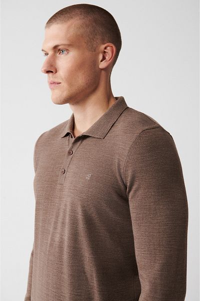 Avva Men's Mink 3-Button Knitwear Sweater E 005006