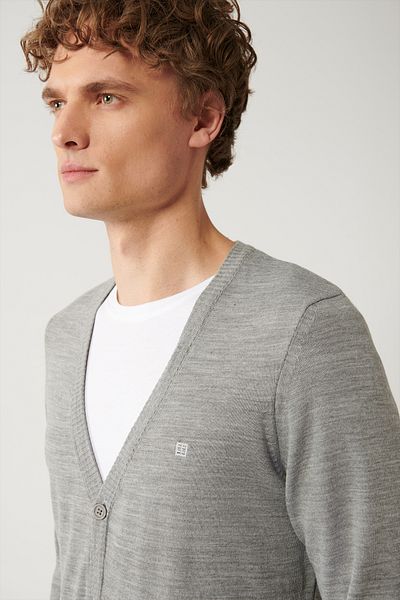 Avva Graue Strickjacke mit Knöpfen für Herren E 005007