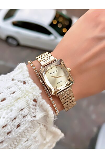 Ferrucci Çelik Kordon Kesme Cam Kare Kasa Özel Tasarım Kadın Kol Saati 2 Yıl ...