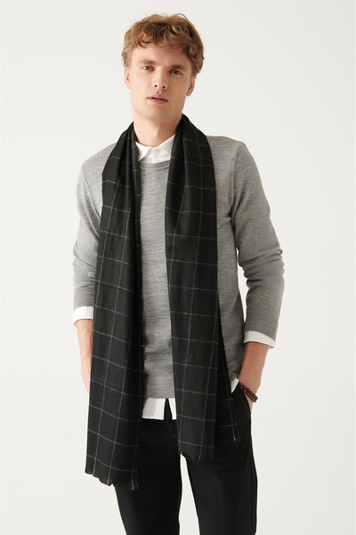 Avva Grauer Strickpullover mit Rundhalsausschnitt und Wollmischung für Herren E 005013