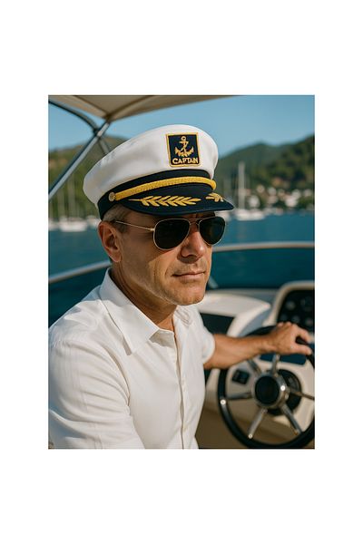 PERLOTUS White Sailor Sailor Captain Hat