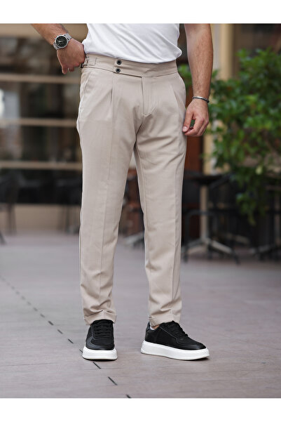 BASEL.CO Παντελόνι από ύφασμα Lycra με πλισέ Old Money