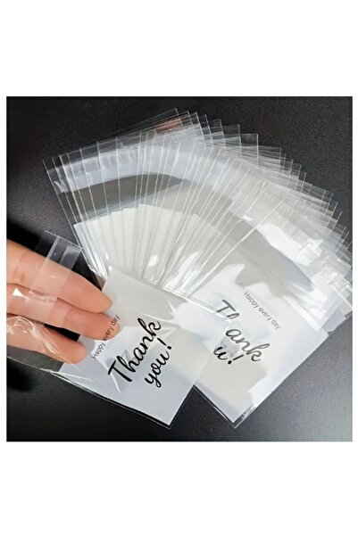orco ( 100 x Adet ) KÜÇÜK BOY Yapışkanlı Thank You & Şeker & Takı & Hediye Paketleme & Şeffaf Ambalaj