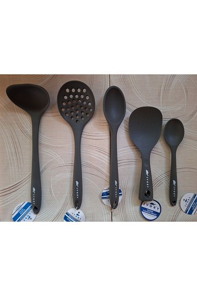 EMPA A V M Ivory Fireproof Non-Stick 5' Self-Standing Rice Spoon Colander Spoon Set