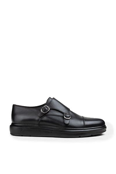 Deery Ανδρικά παπούτσια casual από γνήσιο δέρμα μαύρα με διπλή πόρπη