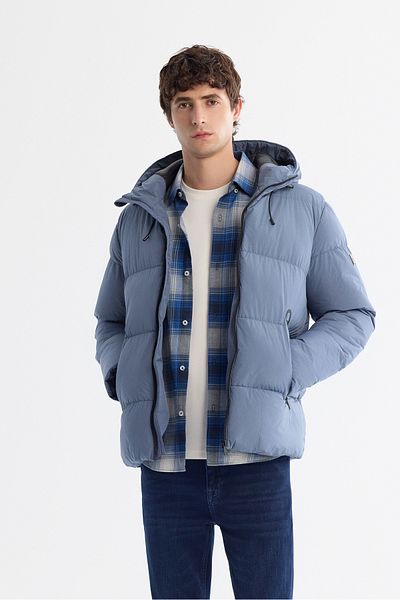 Avva Ανδρικό παλτό Indigo Hooded Water Repellent Αντιανεμικό Puffer Coat B 006046