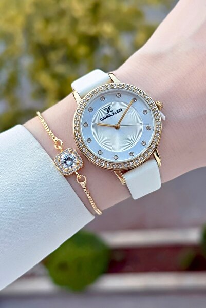 Daniel Klein Kasası Gold Kordonu Beyaz Renk Ayarlanabilir Kordonlu Kadın Kol ...