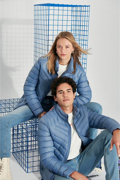 Avva Men's Light Blue Goose down Water Repellent Windproof Puffer Jacket B 006020