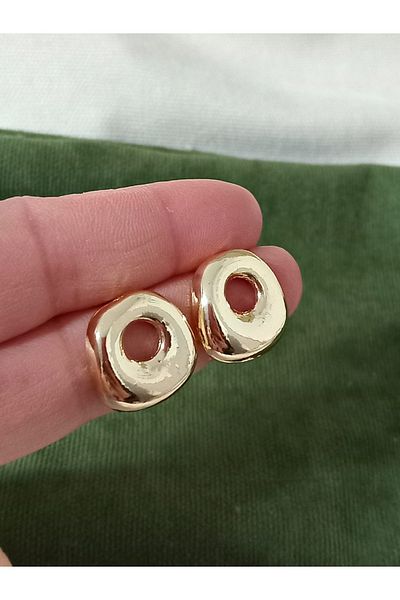 mos&more Gold Center Hole Stylish Casual Women's Earrings