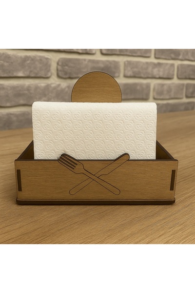 PIXEL HEDİYELİK EŞYA Ahşap Lazer Kesim Masa Üstü Peçetelik Cafe Restoran Otel Mutfak Aksesuarı Model 2