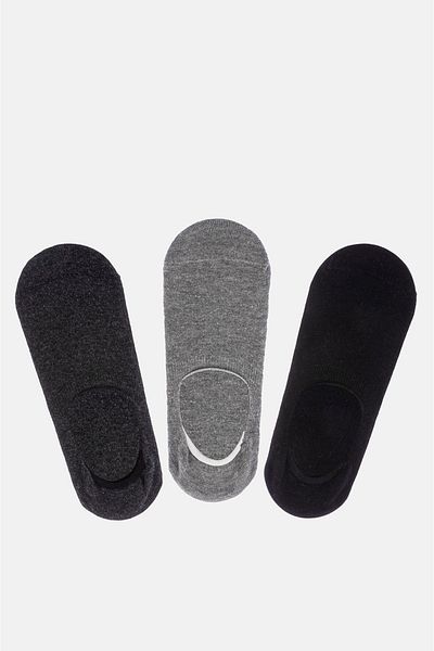 Avva Men's Anthracite 3-Piece Ballerina Socks B008555