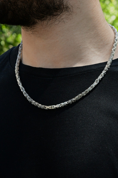 signoraerica Kral Model Erkek Çelik Zincir Kolye 5 mm