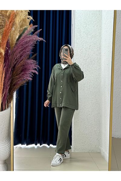 MİHRA STORE Alkım Strawberry Hooded Pocket Cover Suit-Na3387 Khaki