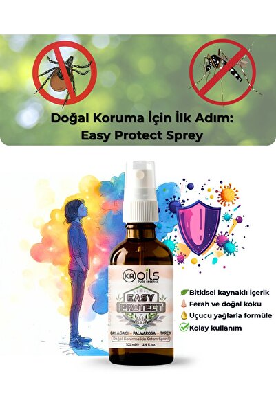 KAOils Pure Essence Easy Protect Doğal Ortam Spreyi 100 ml | Sivrisinek, Kene...
