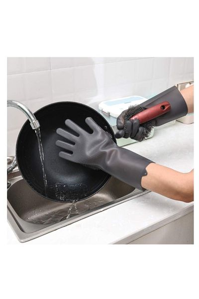 celhome Mănuși din silicon pentru spălarea și curățarea vaselor, rezistente la căldură, reutilizabile, gri
