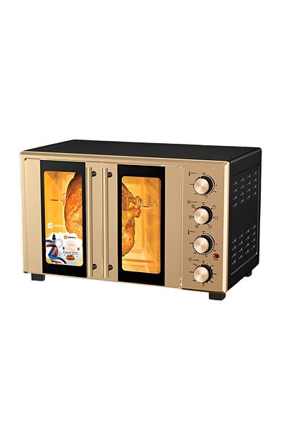 Generic Electric Oven 60l With Rotisserie & Convection, 2200w, Timer, Tempered Glass, Golden Color