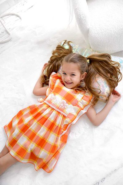 KALİNKA KİDS WEAR Girl's Ruffled Plaid Dress