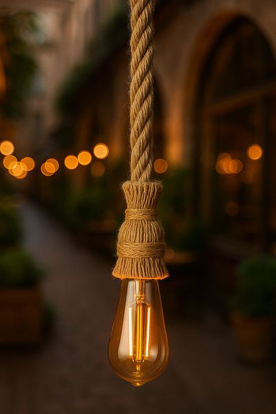 aybükpabuç Jute Rope Pendant Lamp Chandelier Wired Rope Rustic Lamp (100 cm 15 Pieces)