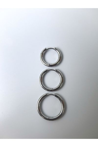 kurukafagift 3-Piece Plain Hoop Steel Earrings