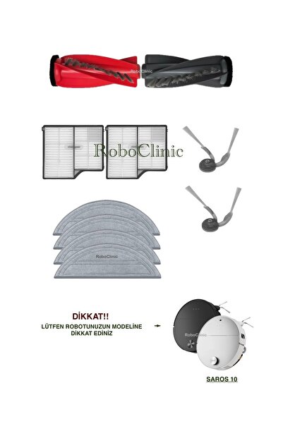 Roboclinic Perie compatibilă cu aspiratorul robot Roborock Saros 10, filtru Hepa, set de mop-10 bucăți